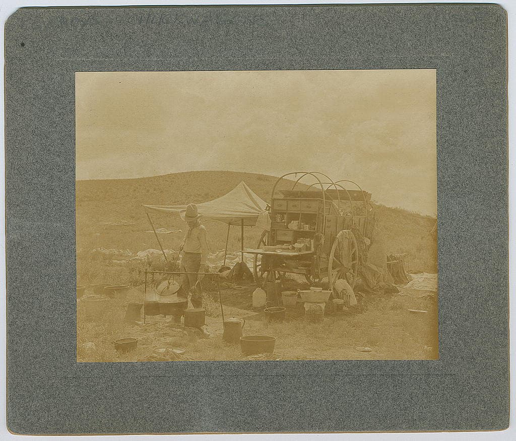 Historic chuckwagon camp kitchen on the open range