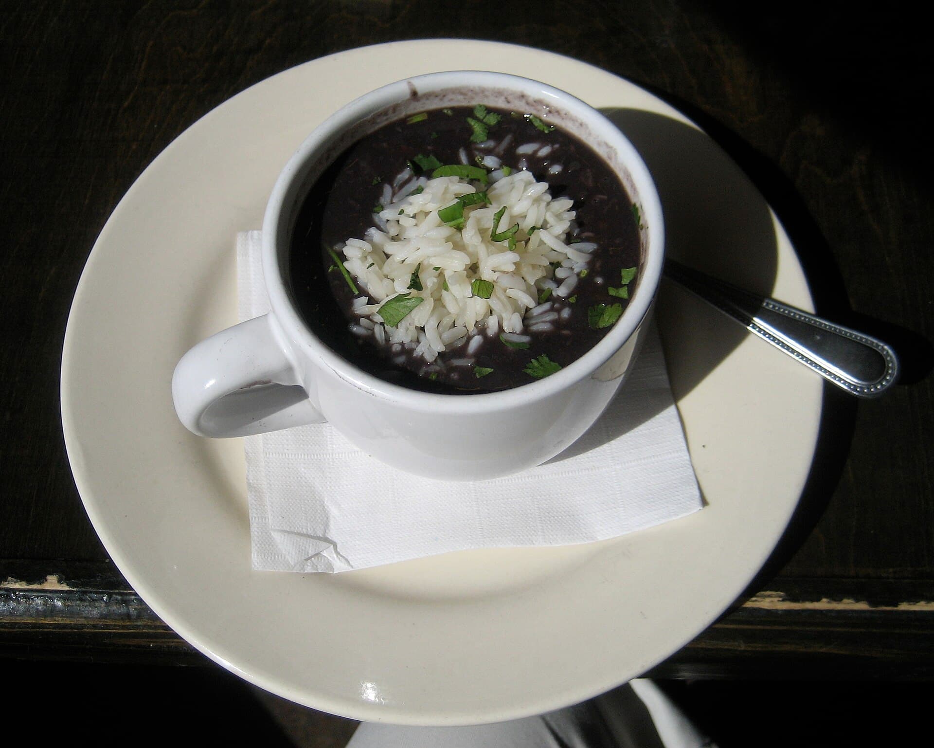 Black Bean Soup prepared as a finished dish