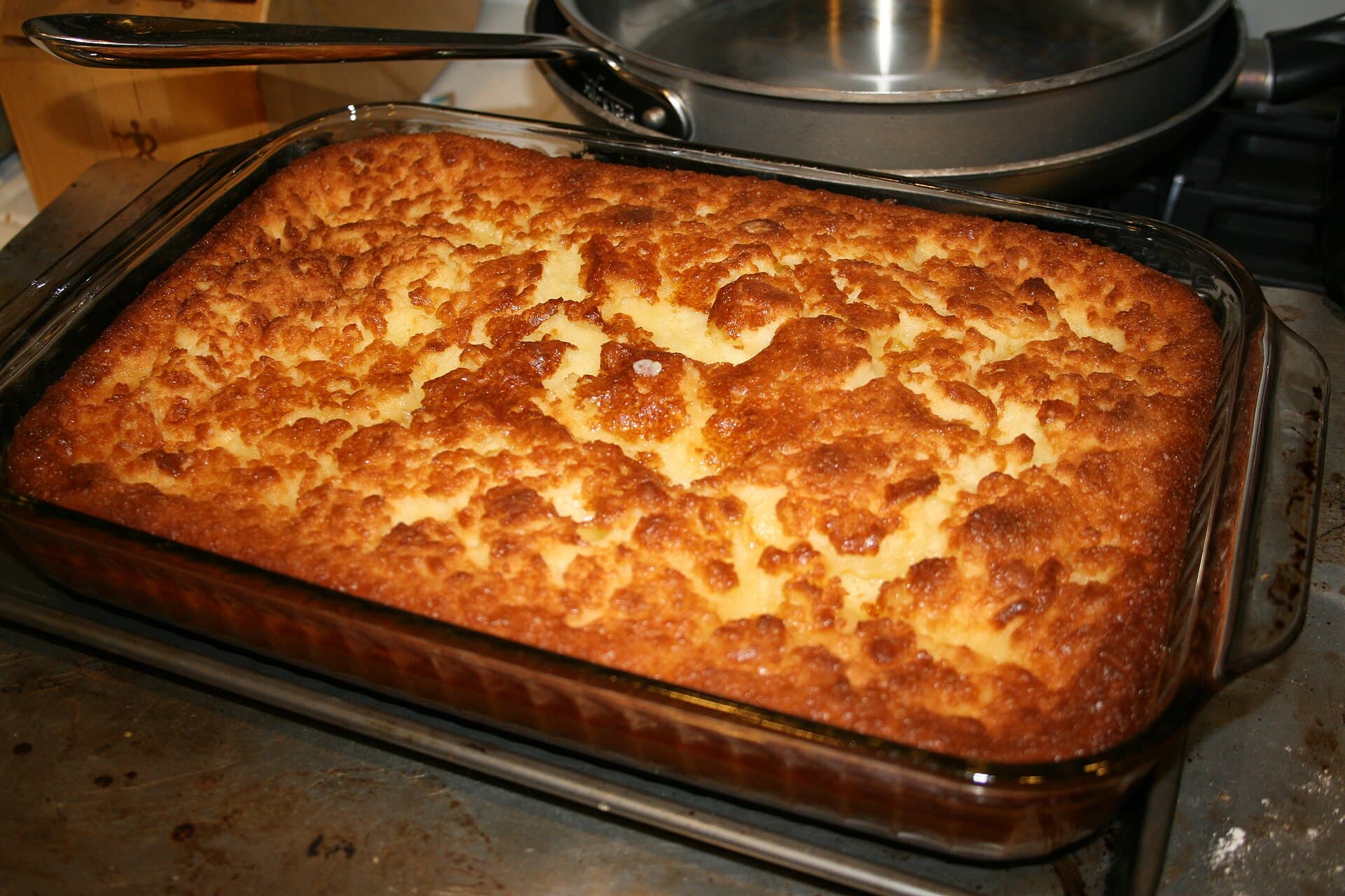 Butter Mochi prepared as a finished dish