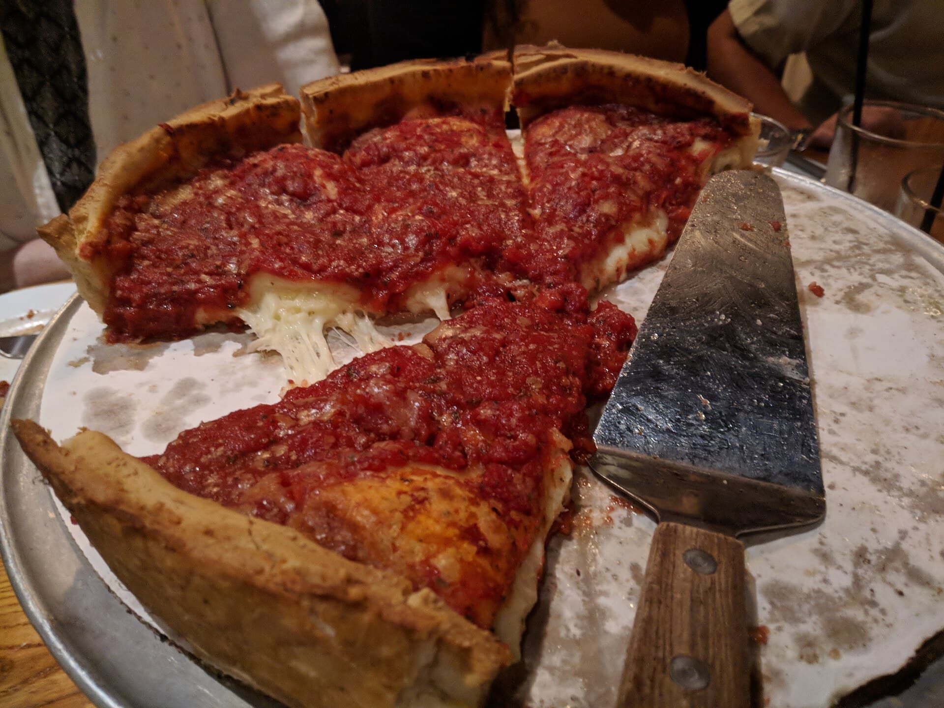 Chicago Deep-Dish Pizza prepared as a finished dish