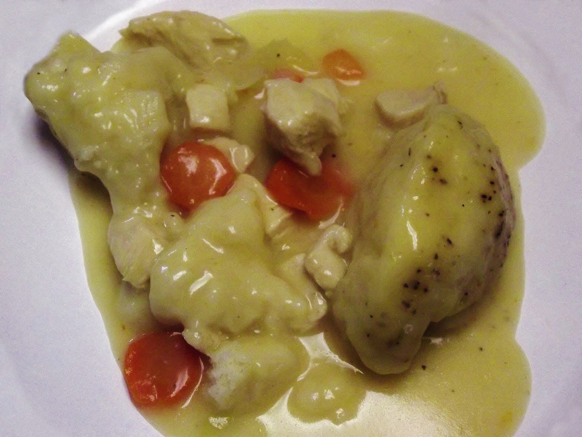 Chicken and Dumplings prepared as a finished dish