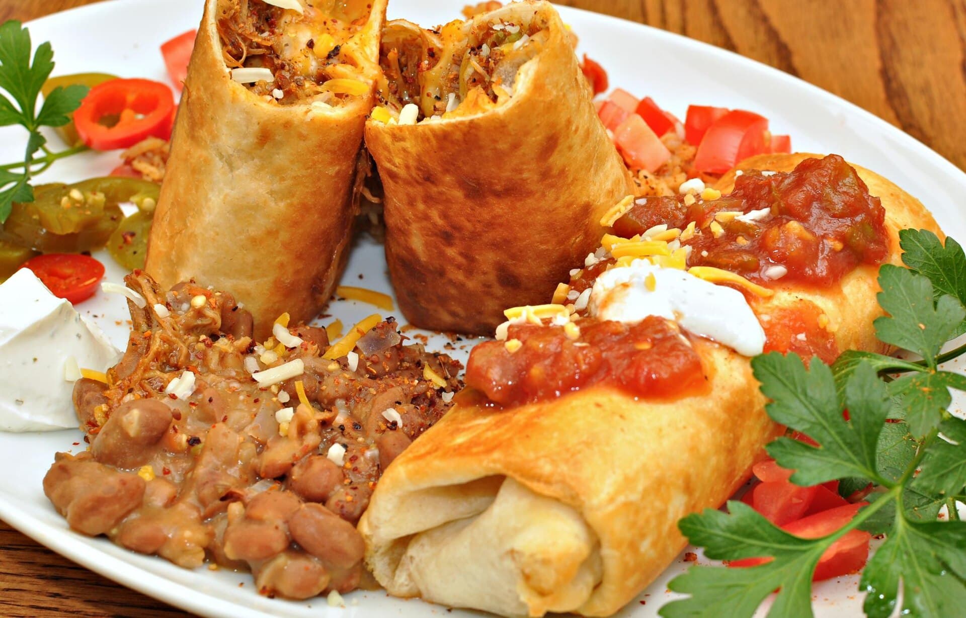 Chimichangas prepared as a finished dish