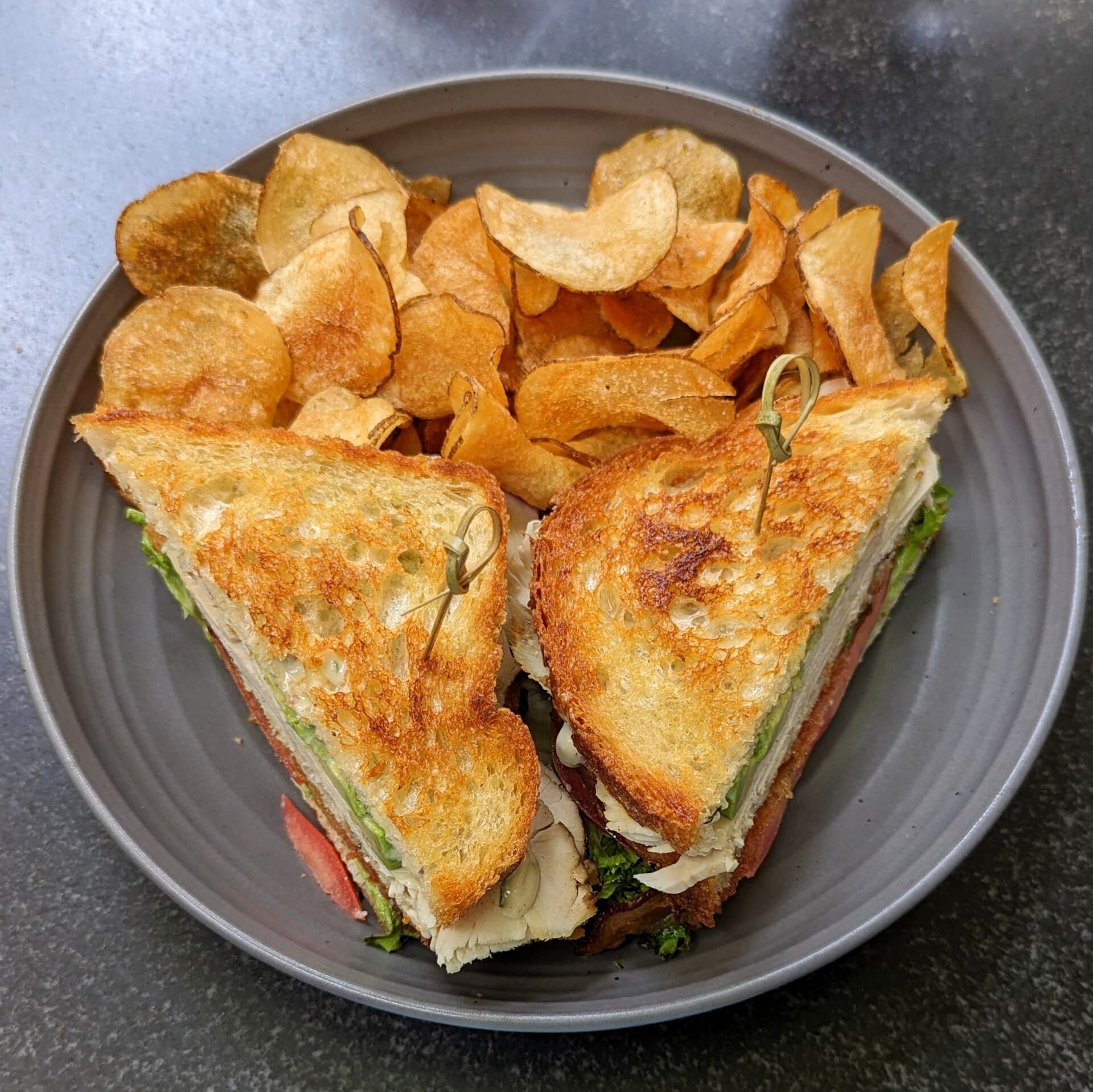 Club Sandwich prepared as a finished dish