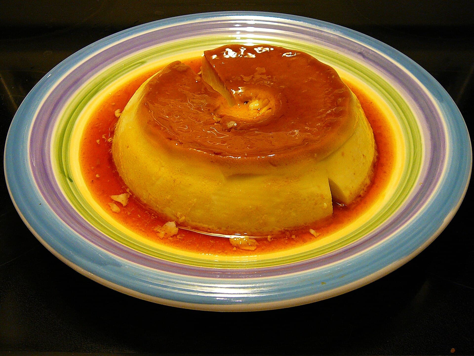 Flan prepared as a finished dish