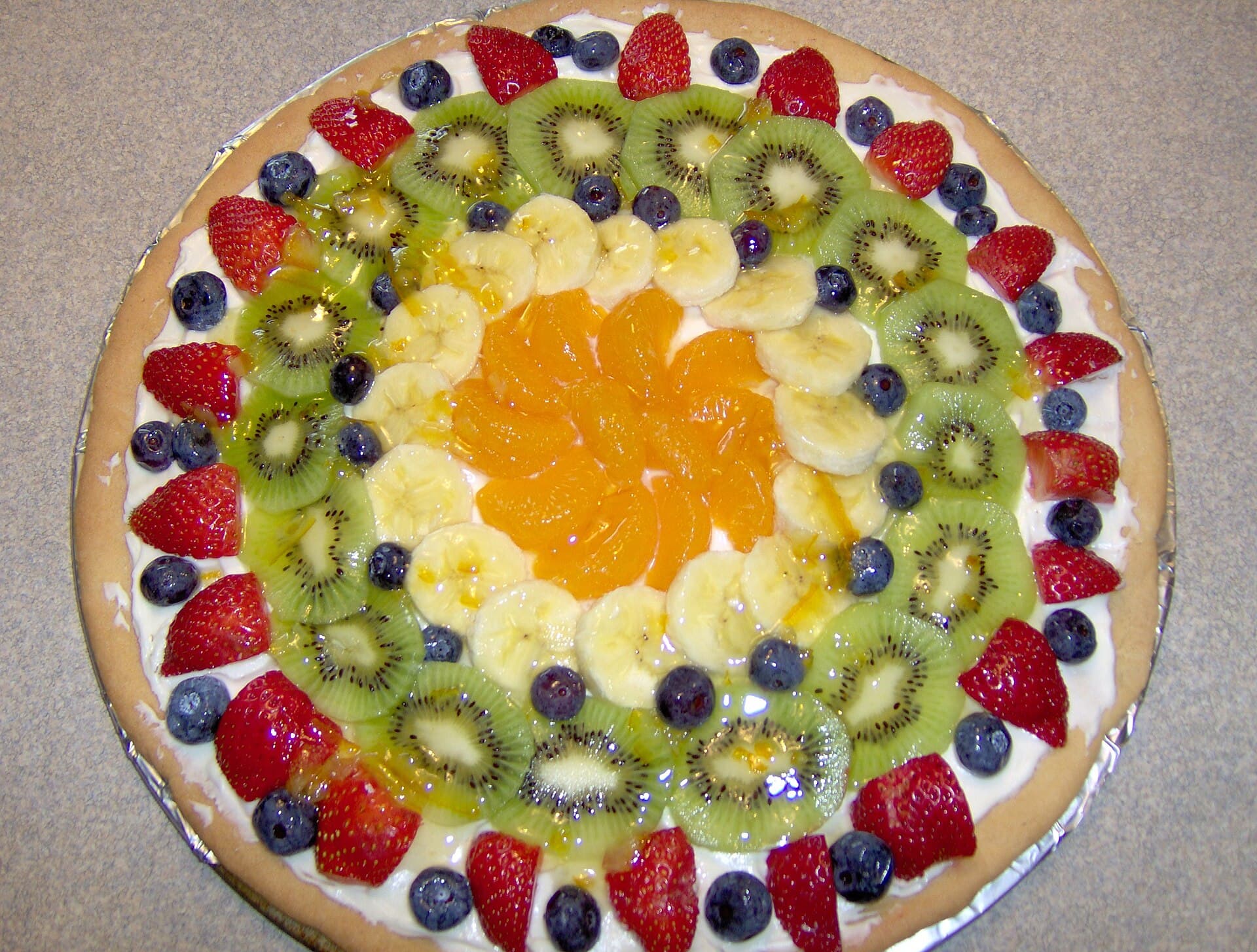 Fruit Pizza prepared as a finished dish