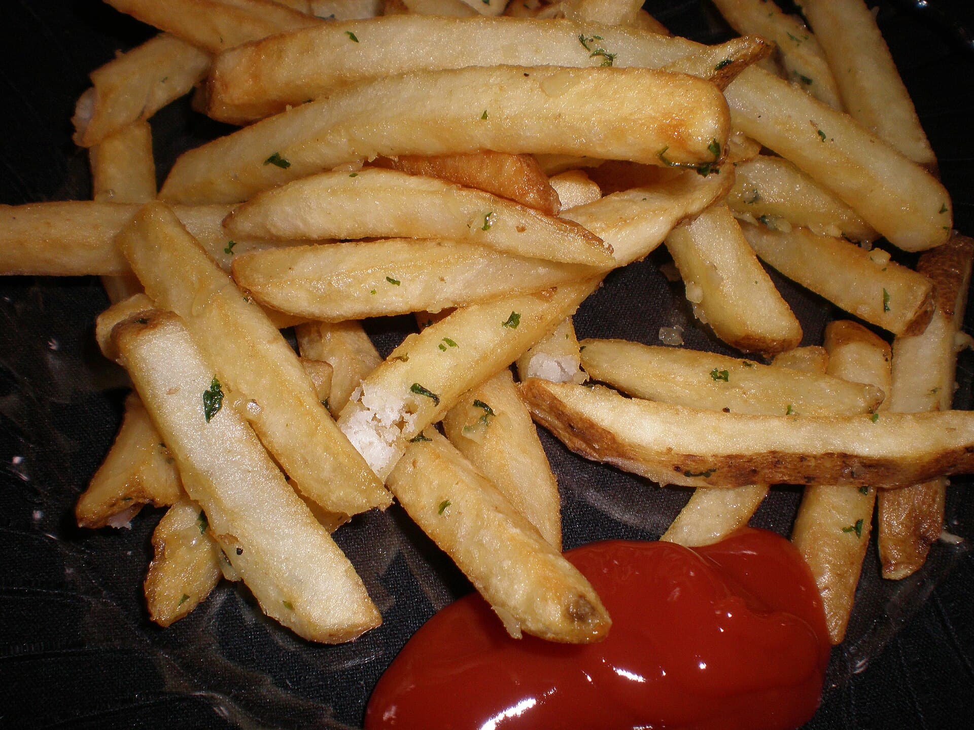Garlic Fries prepared as a finished dish