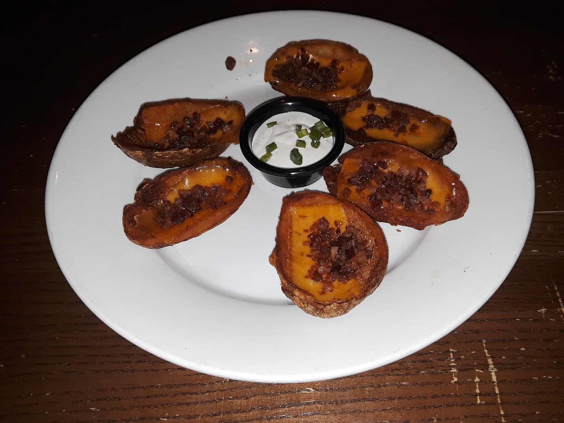 Loaded Potato Skins prepared as a finished dish