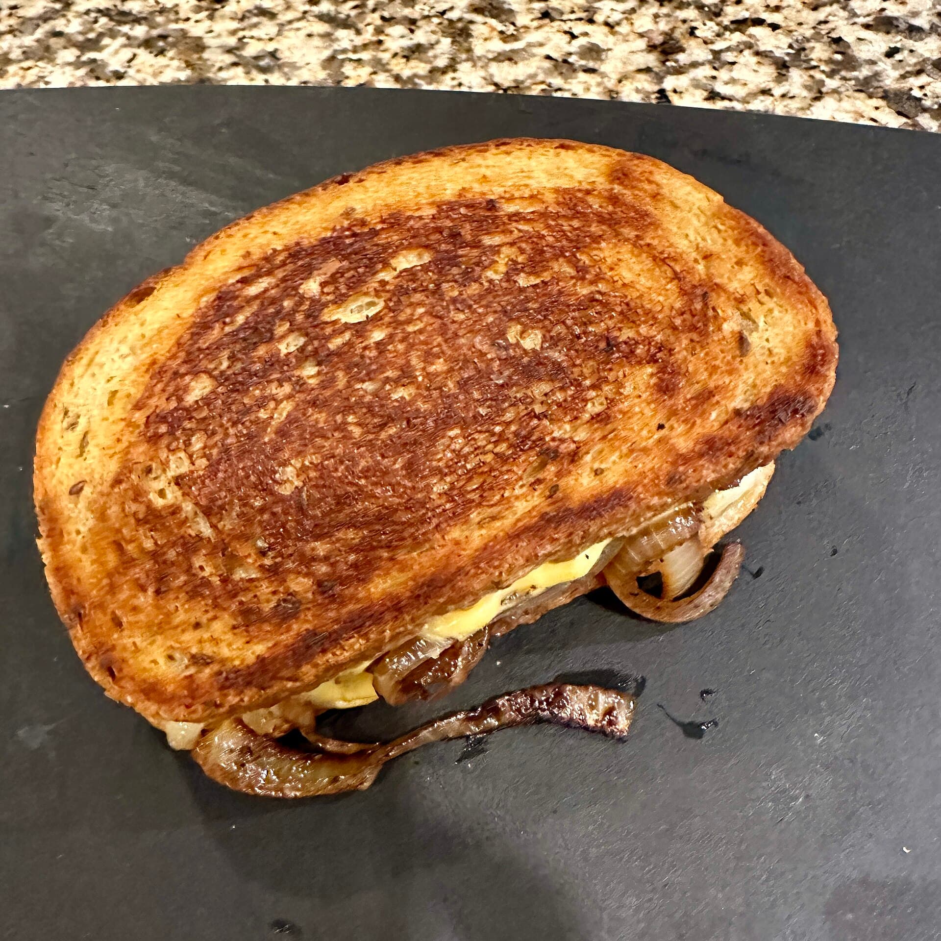 Patty Melt prepared as a finished dish