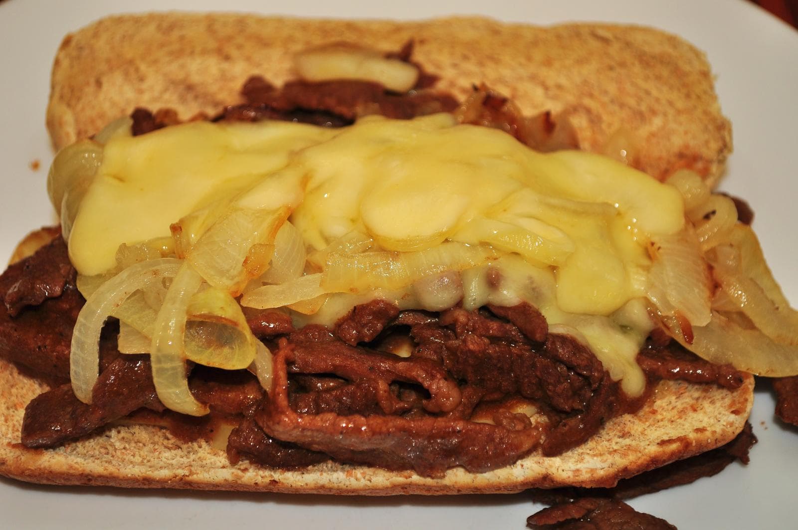 Philly Cheesesteak prepared as a finished dish