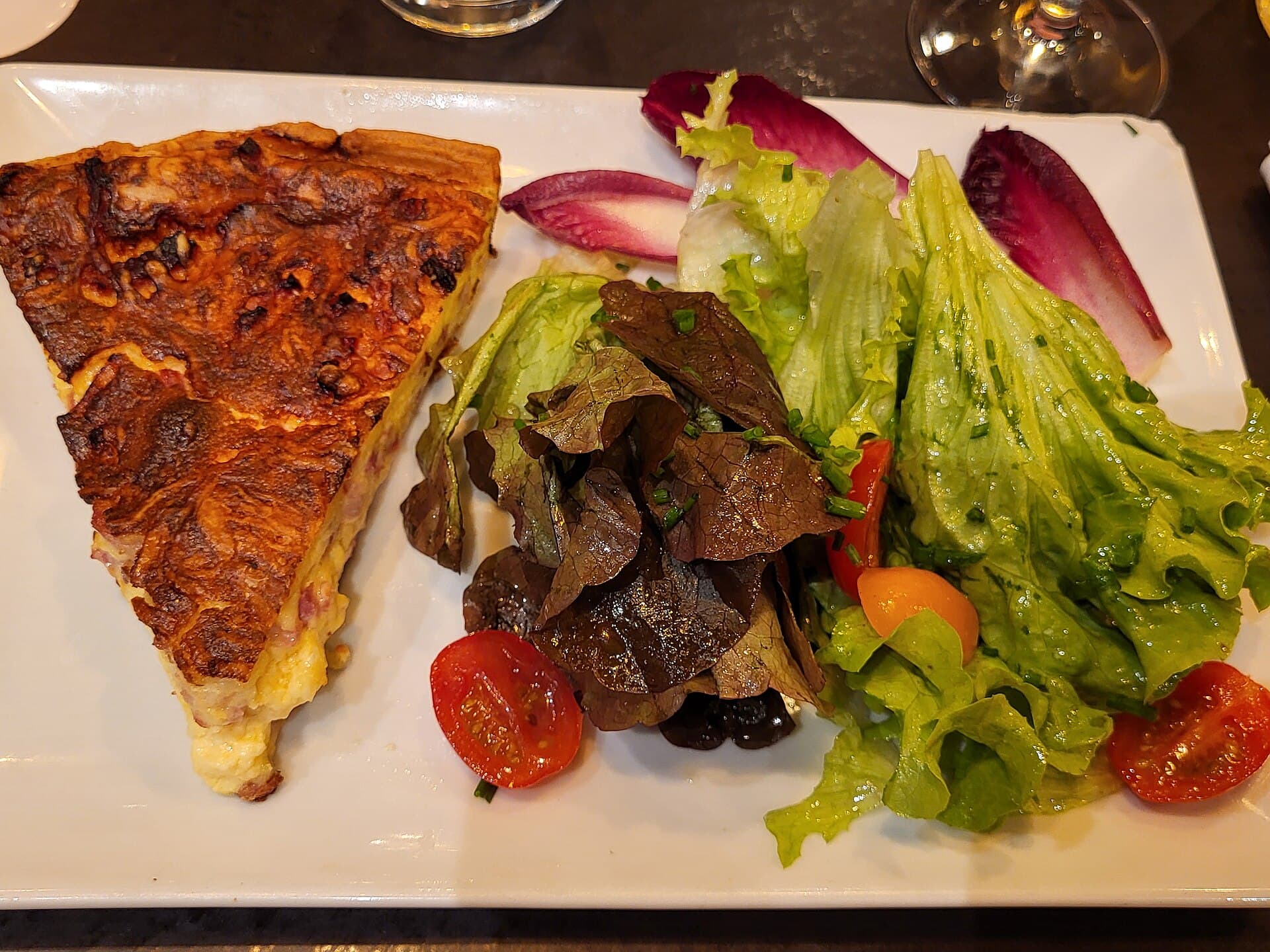 Quiche Lorraine prepared as a finished dish