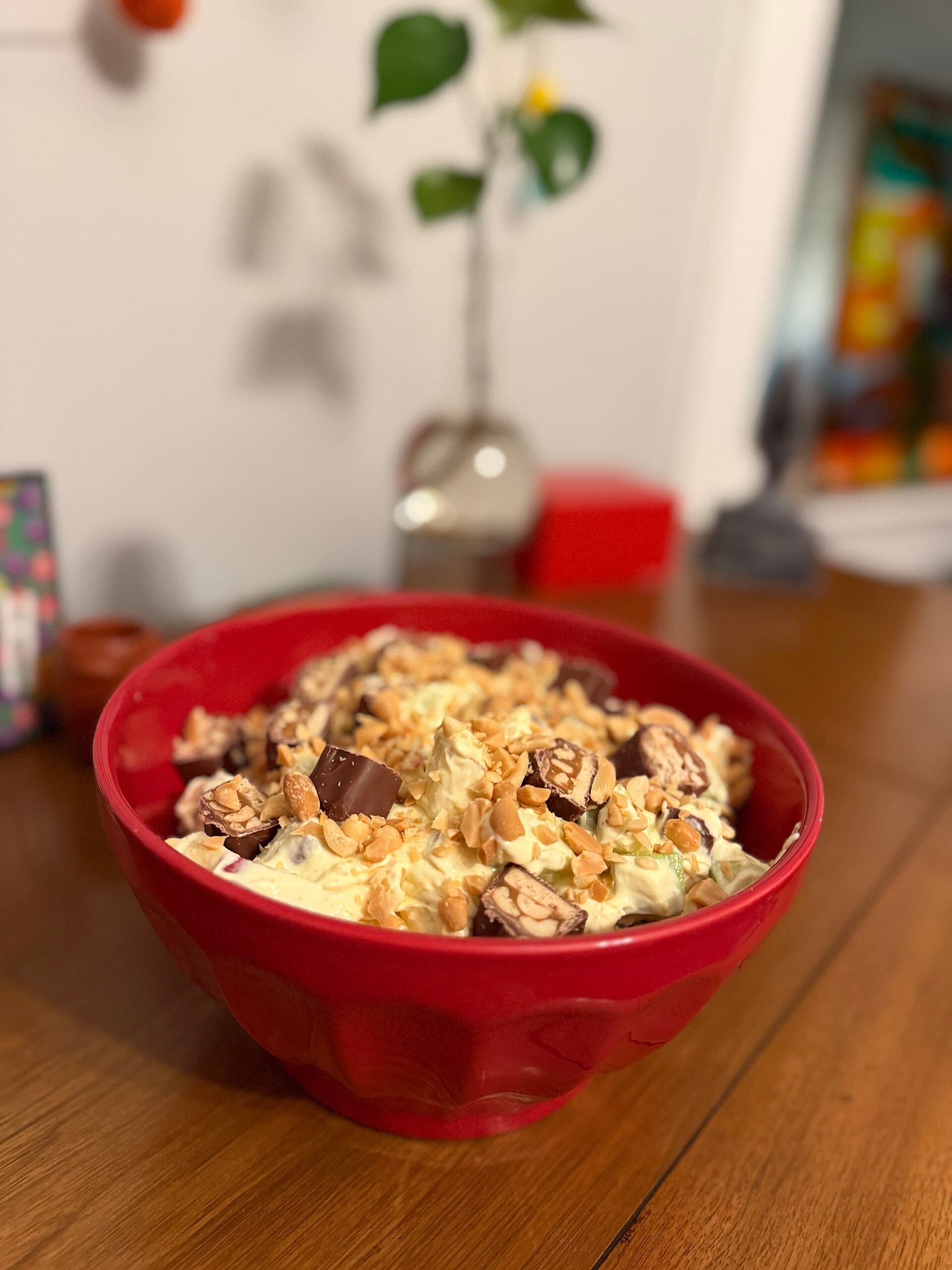 Snickers Salad prepared as a finished dish
