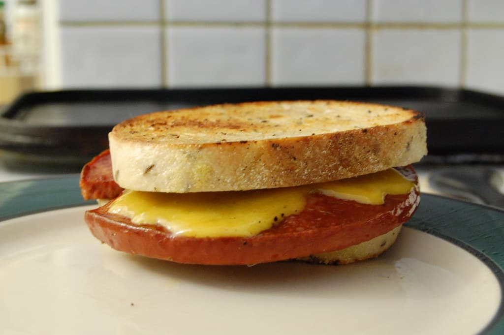 Bologna Sandwich prepared as a finished dish