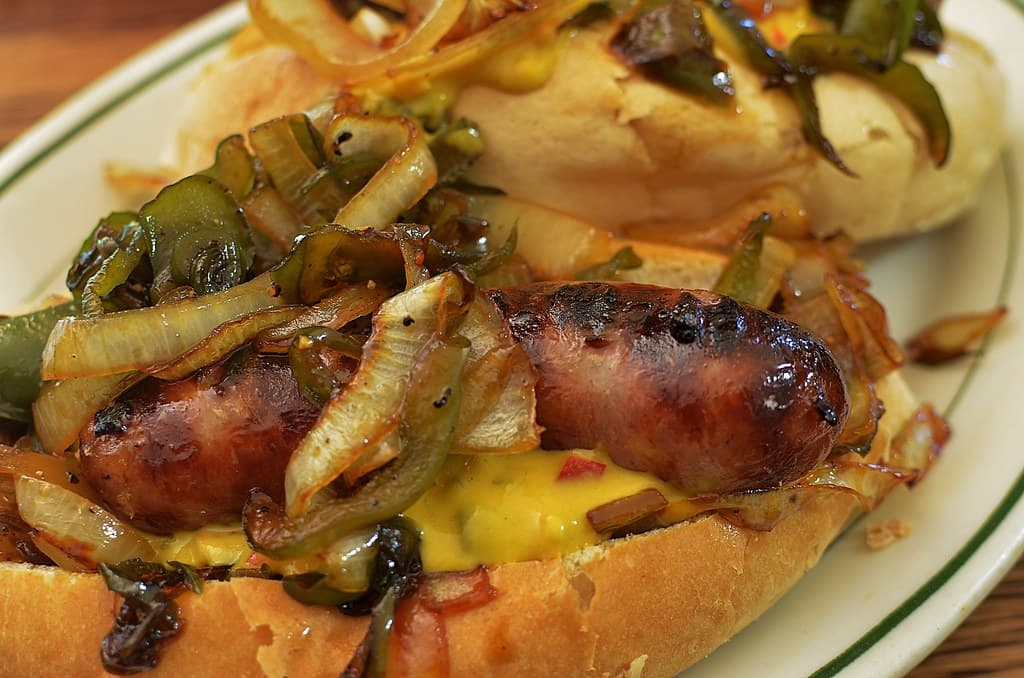 Brats prepared as a finished dish