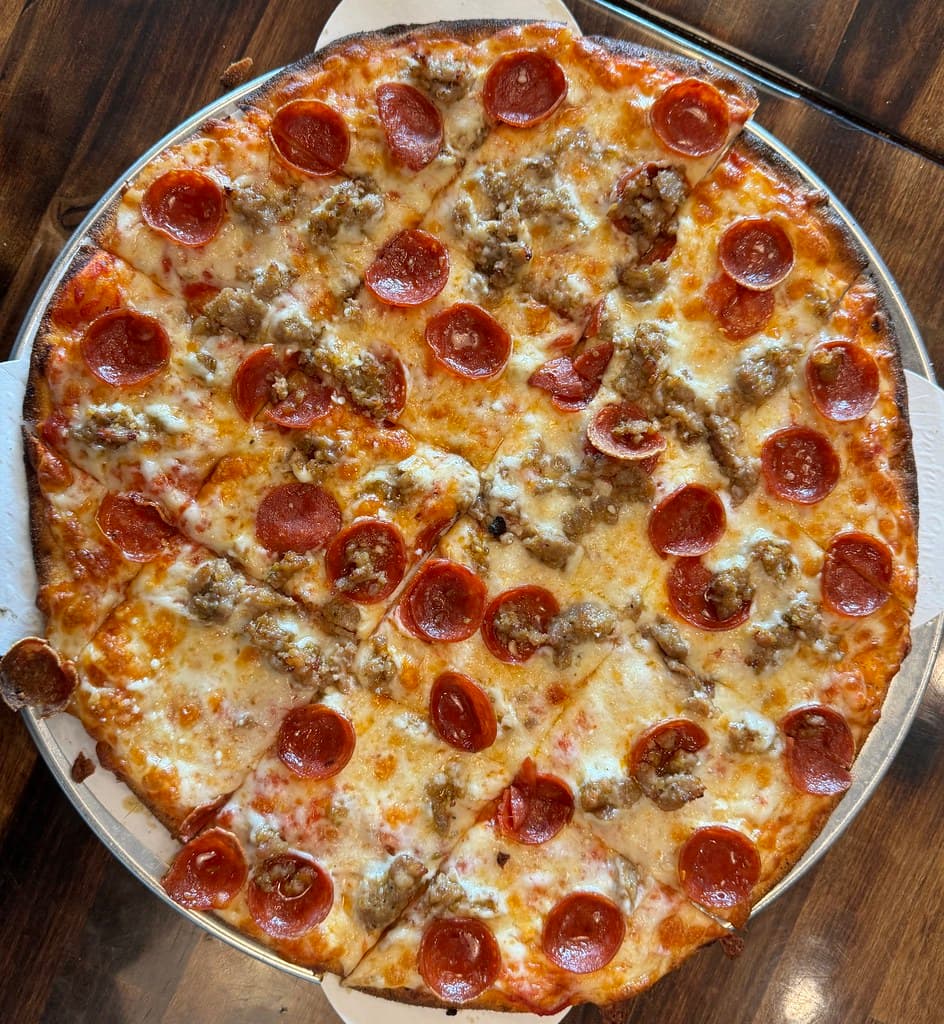 Chicago Tavern-Style Pizza prepared as a finished dish