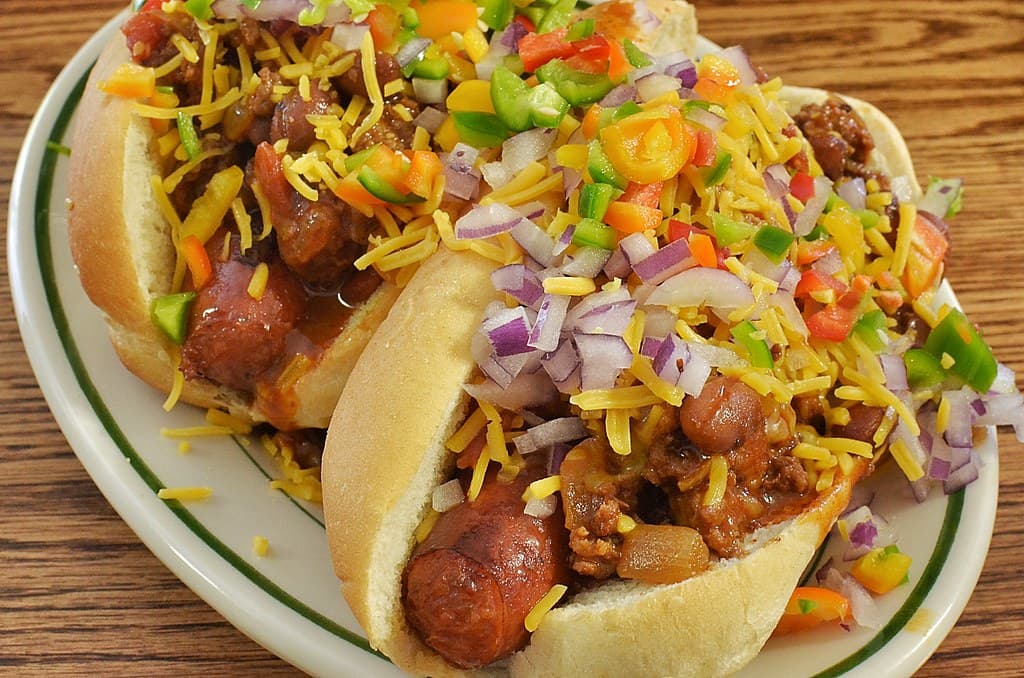 Chili Dog prepared as a finished dish