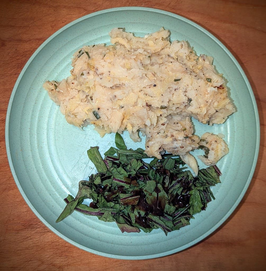 Colcannon prepared as a finished dish