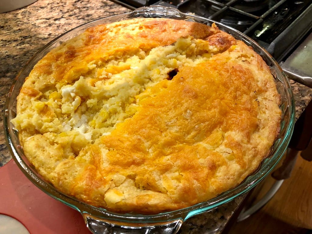 Corn Casserole prepared as a finished dish