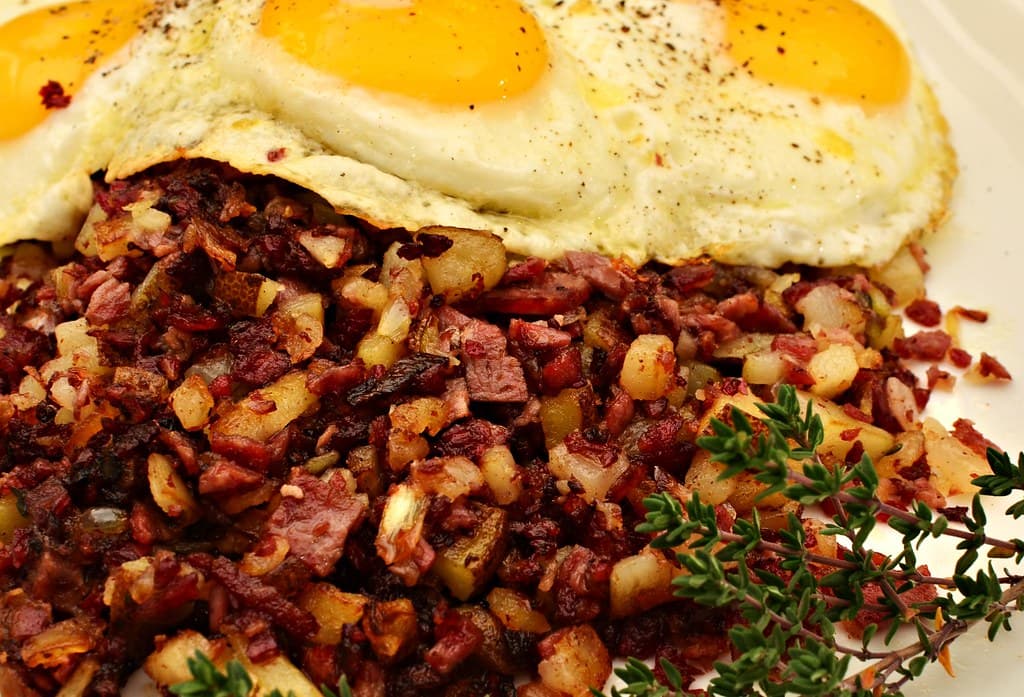 Corned Beef Hash prepared as a finished dish