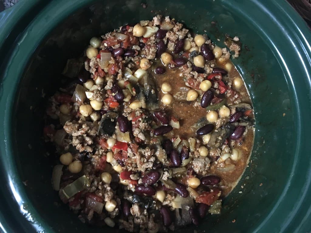 Crockpot Chili prepared as a finished dish