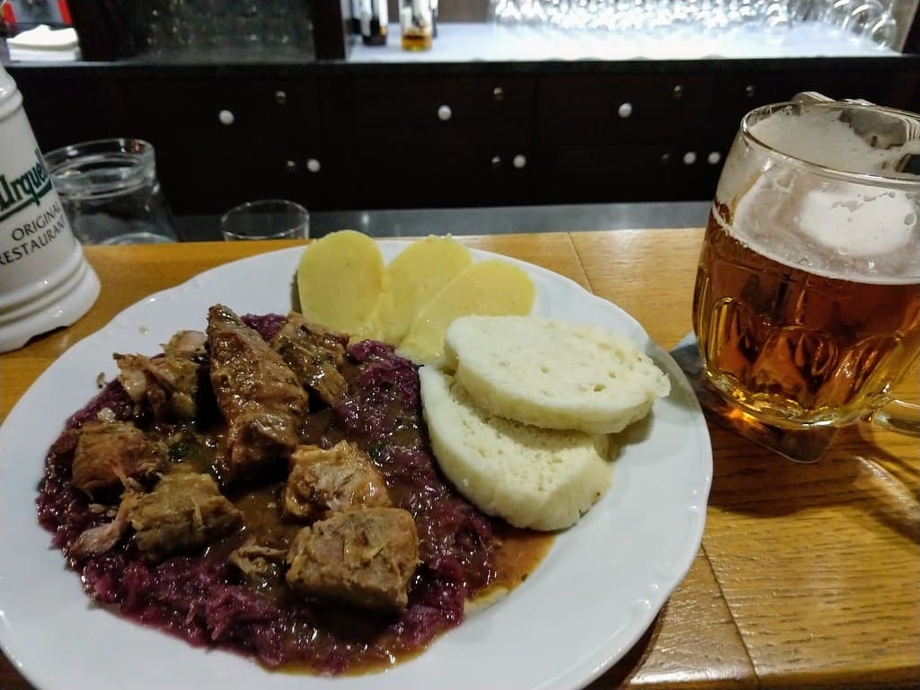 Czech Roast Pork with Dumplings prepared as a finished dish