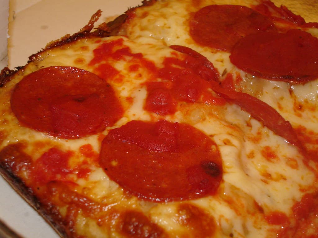 Detroit-Style Pizza prepared as a finished dish