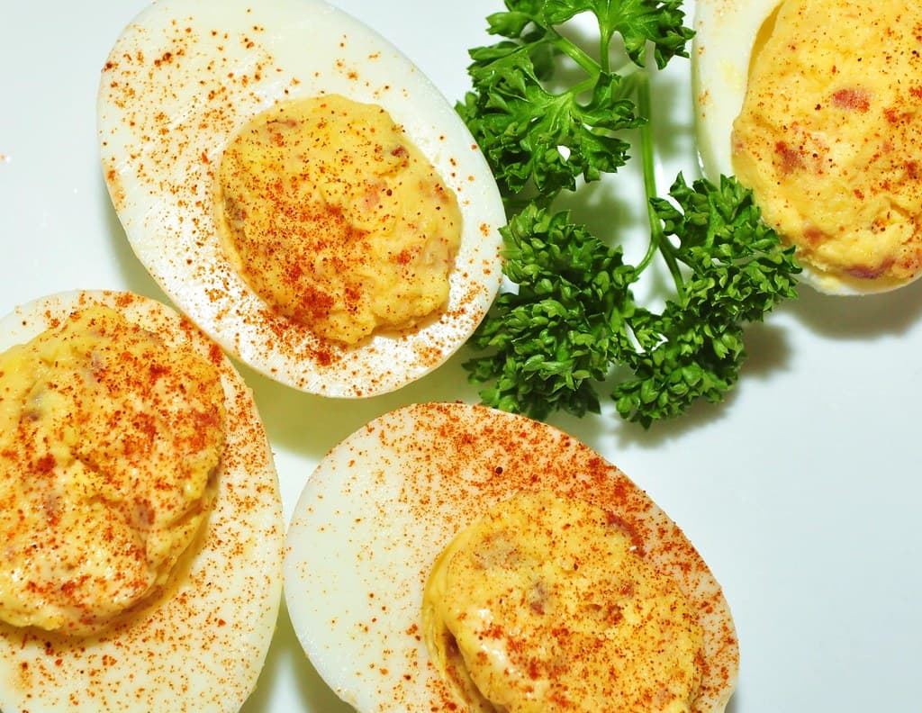 Deviled Eggs prepared as a finished dish