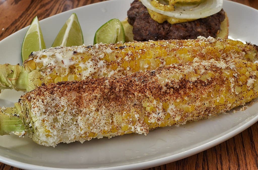 Elote prepared as a finished dish