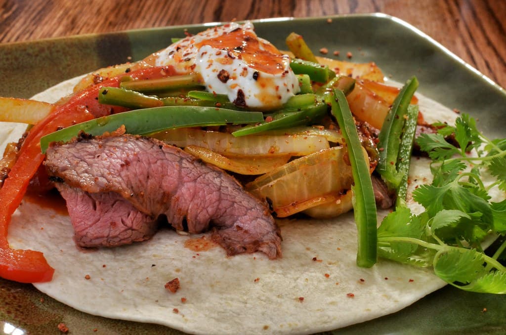 Fajitas prepared as a finished dish