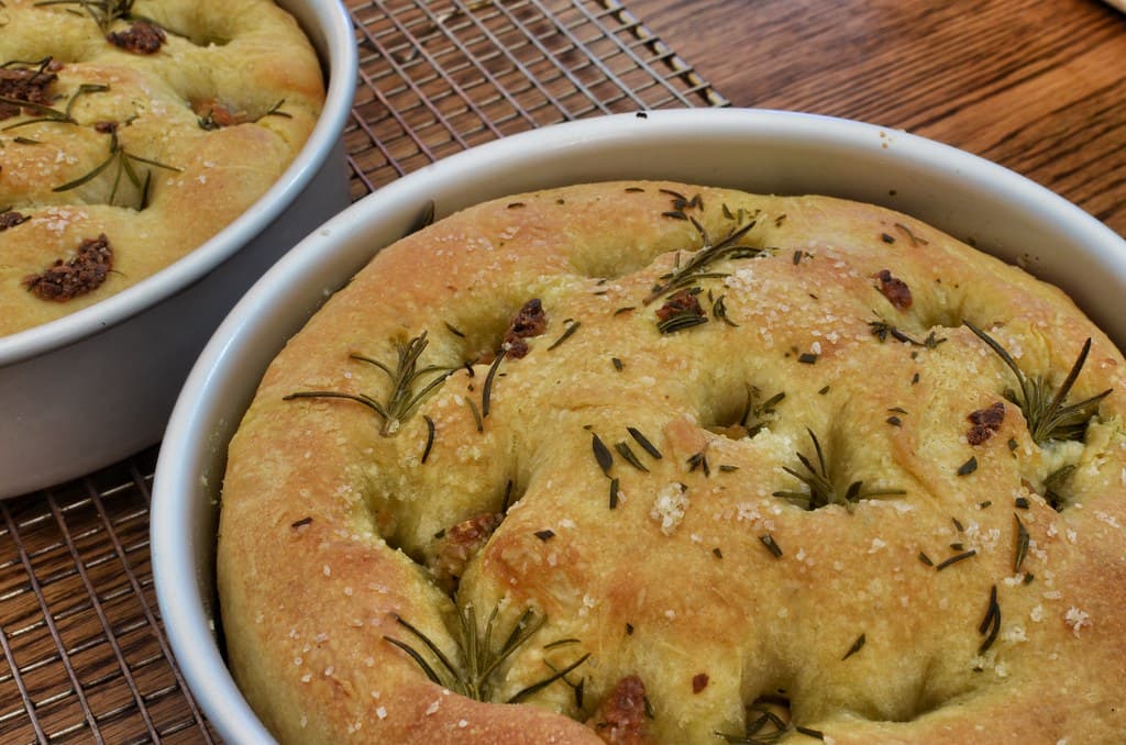 Focaccia prepared as a finished dish