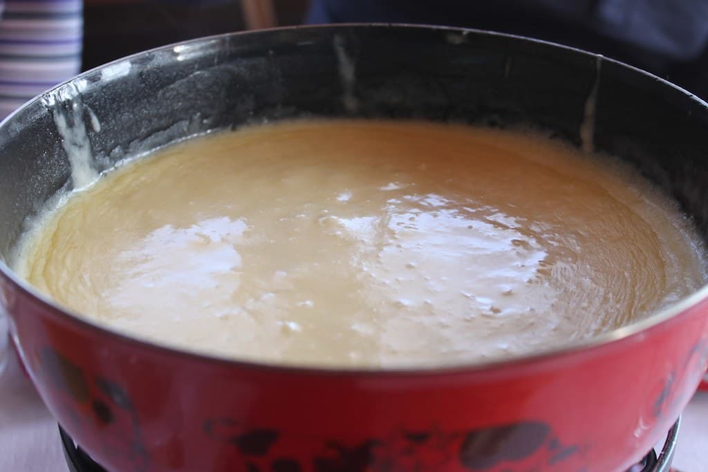 Fondue prepared as a finished dish