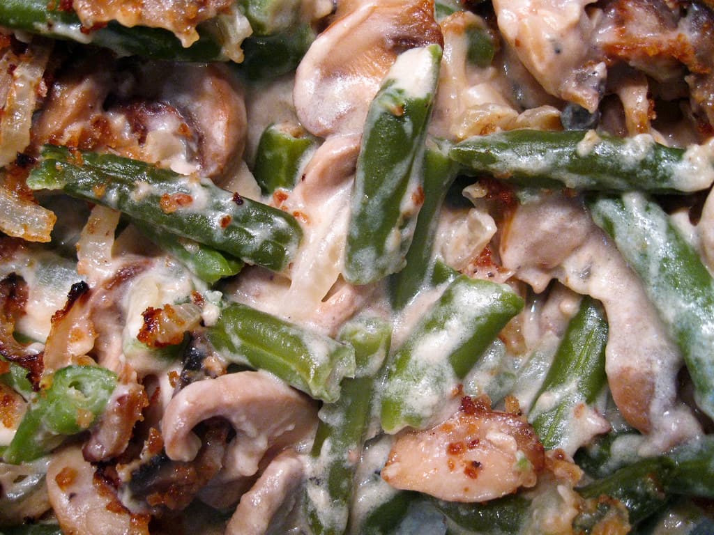 Green Bean Casserole prepared as a finished dish