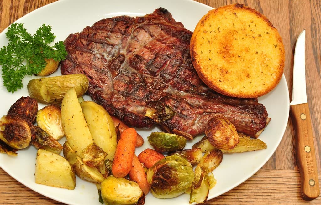 Grilled Steak prepared as a finished dish