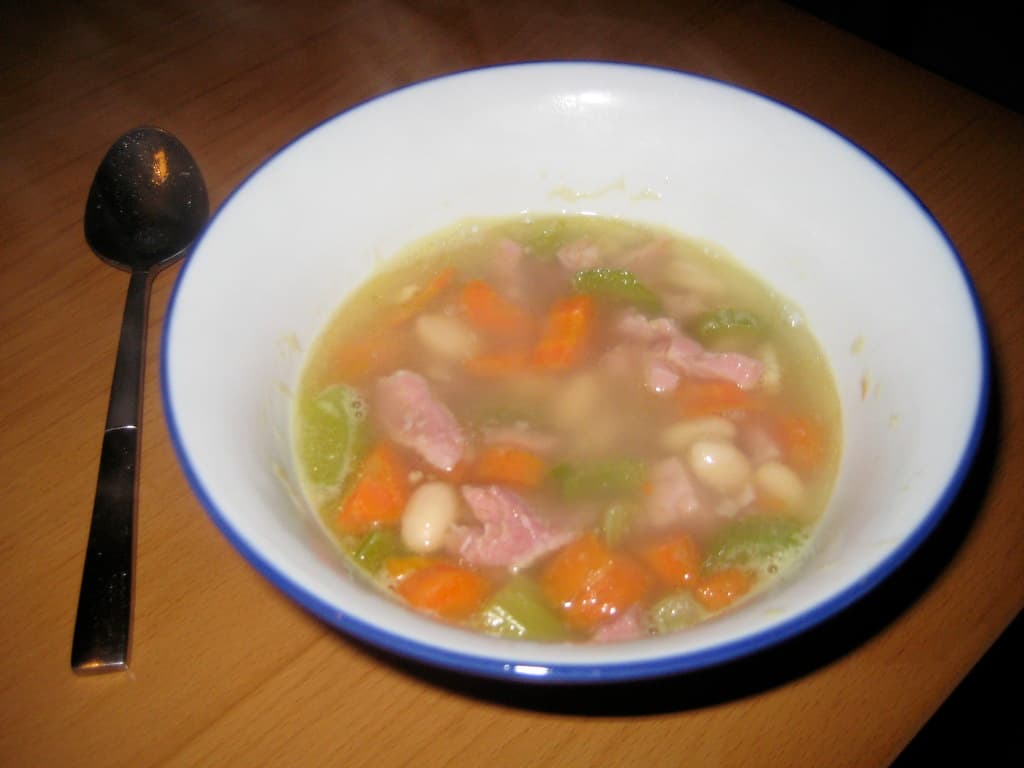 Ham and Bean Soup prepared as a finished dish