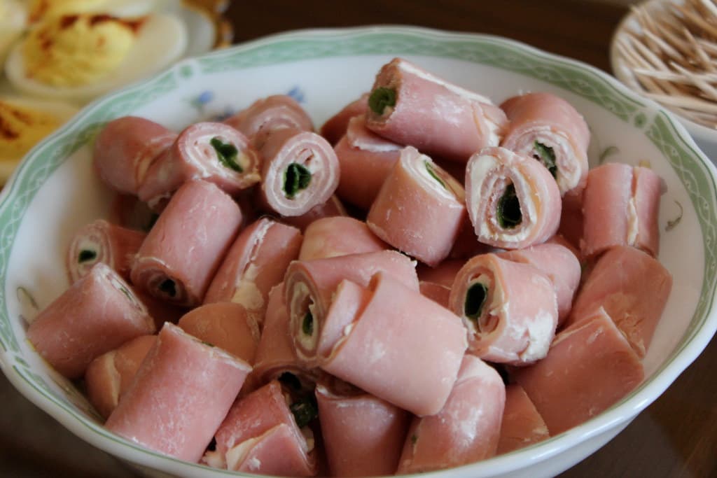 Ham Roll-Ups prepared as a finished dish
