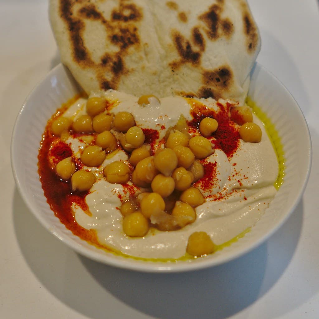 Hummus and Pita prepared as a finished dish