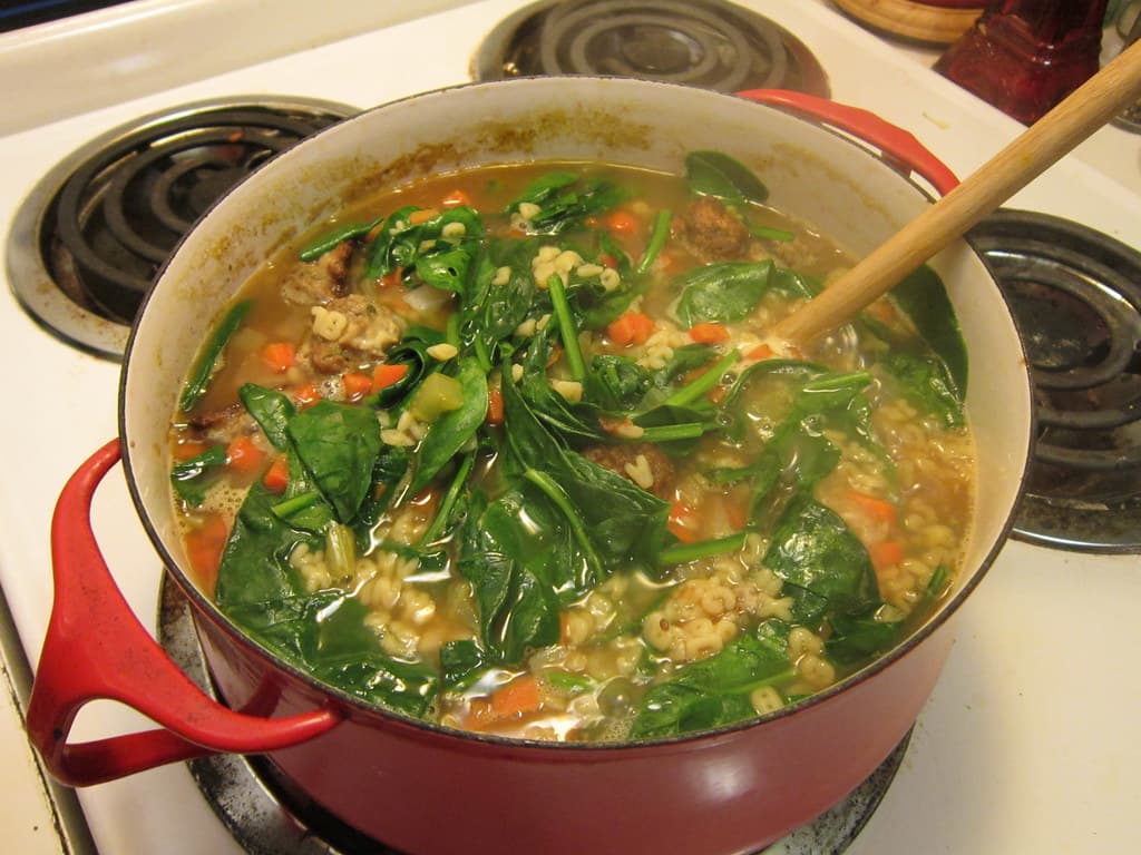 Italian Wedding Soup prepared as a finished dish