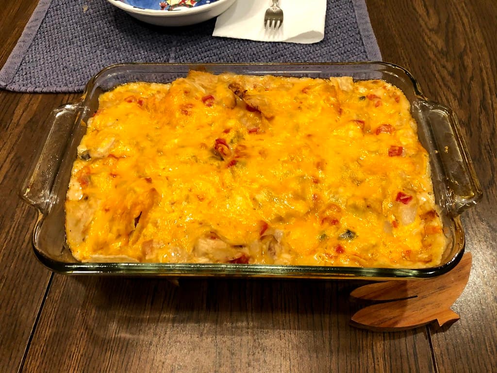 King Ranch Chicken prepared as a finished dish