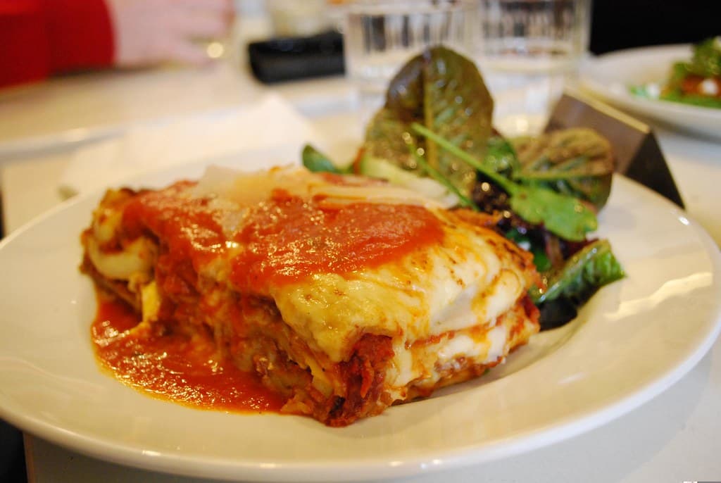 Lasagna prepared as a finished dish