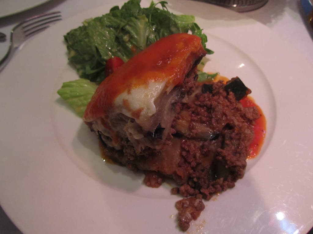 Moussaka prepared as a finished dish