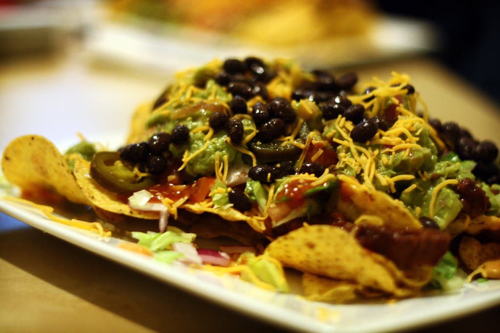 Nachos prepared as a finished dish
