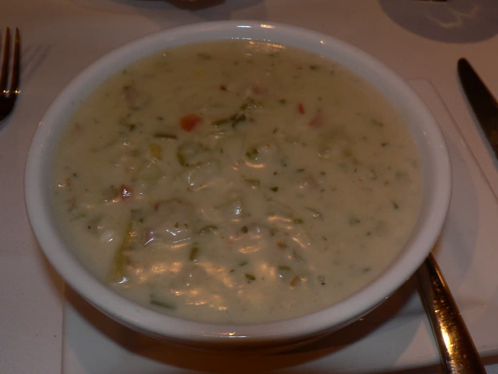 New England Clam Chowder prepared as a finished dish