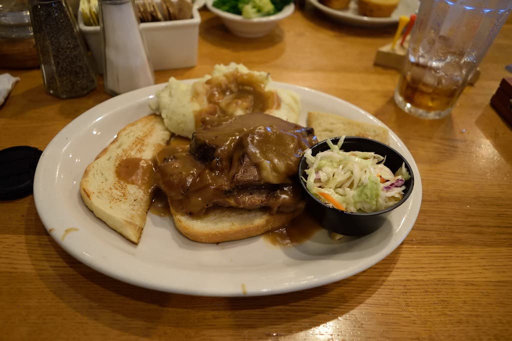 Open-Faced Roast Beef Sandwich prepared as a finished dish