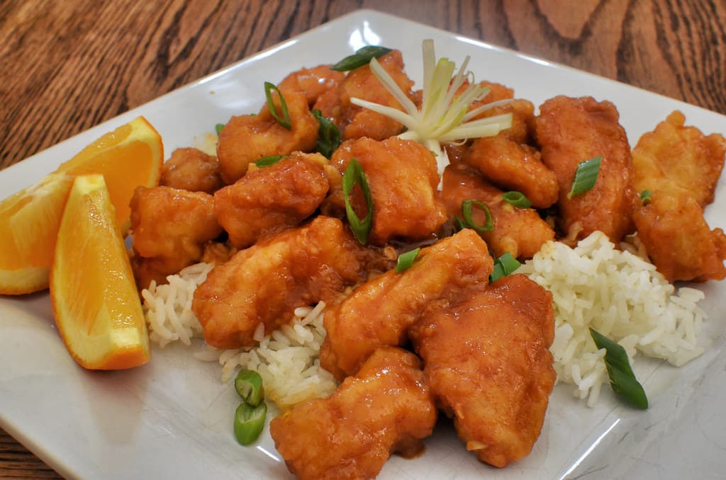 Orange Chicken prepared as a finished dish