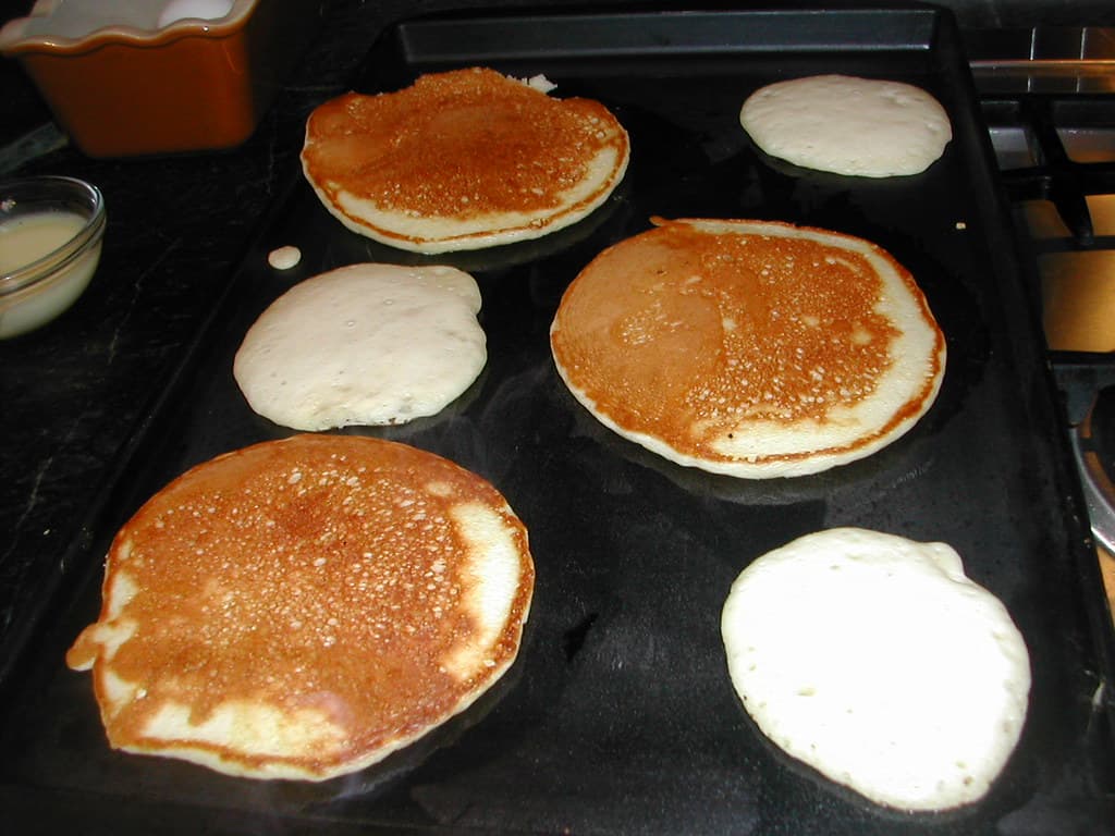 Pancakes on the Griddle prepared as a finished dish