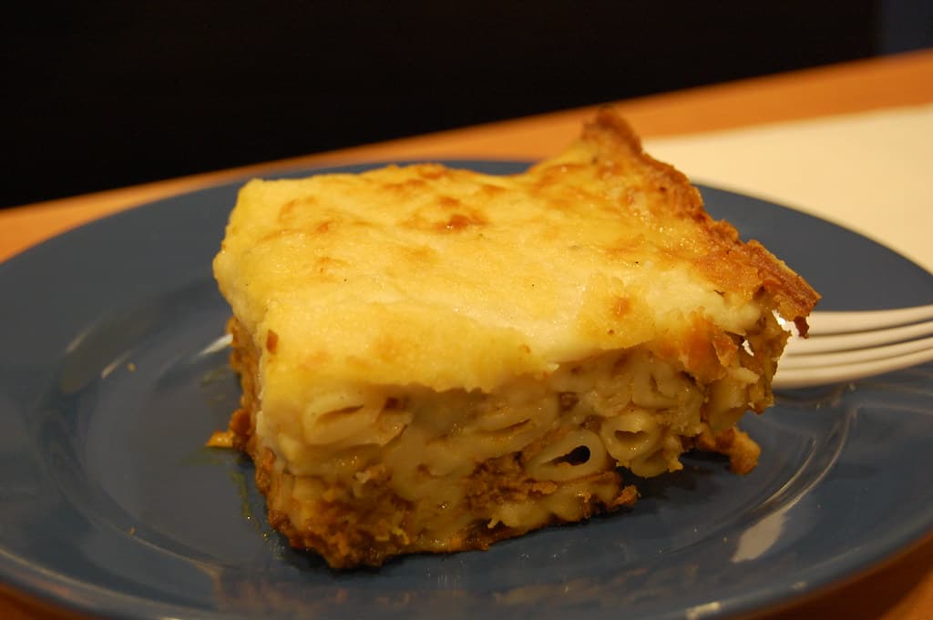 Pastitsio prepared as a finished dish