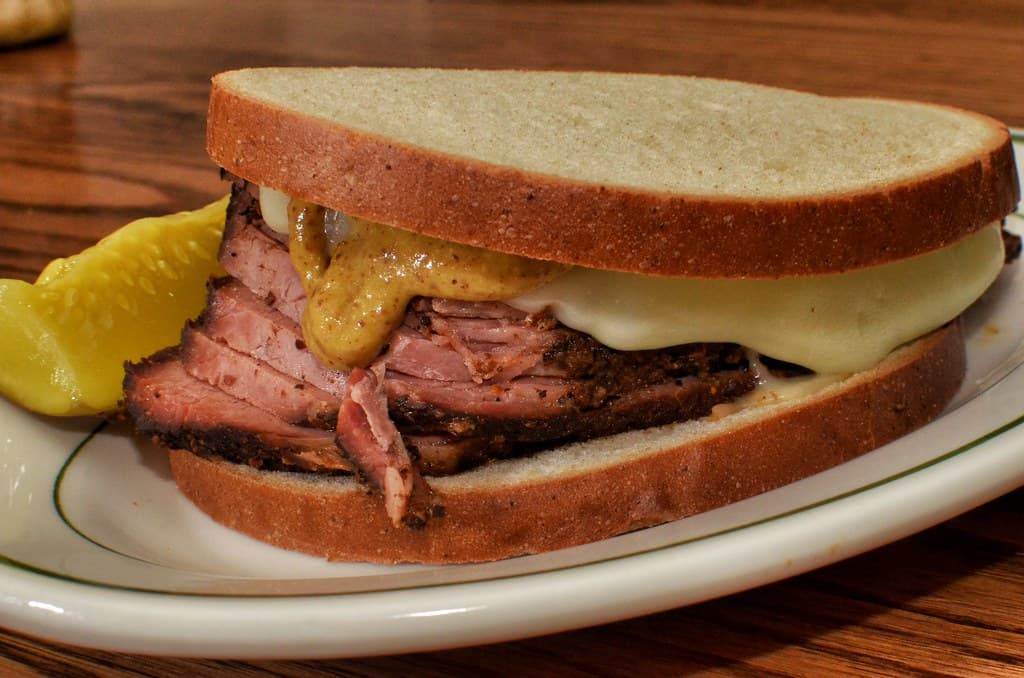 Pastrami on Rye prepared as a finished dish