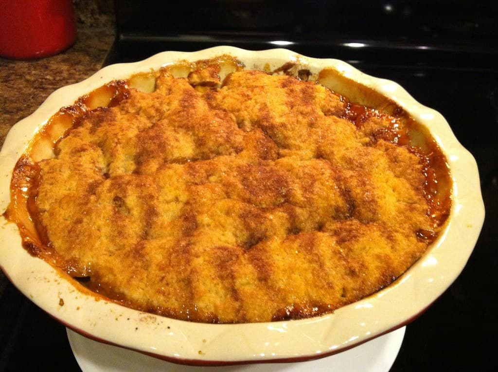 Peach Cobbler prepared as a finished dish
