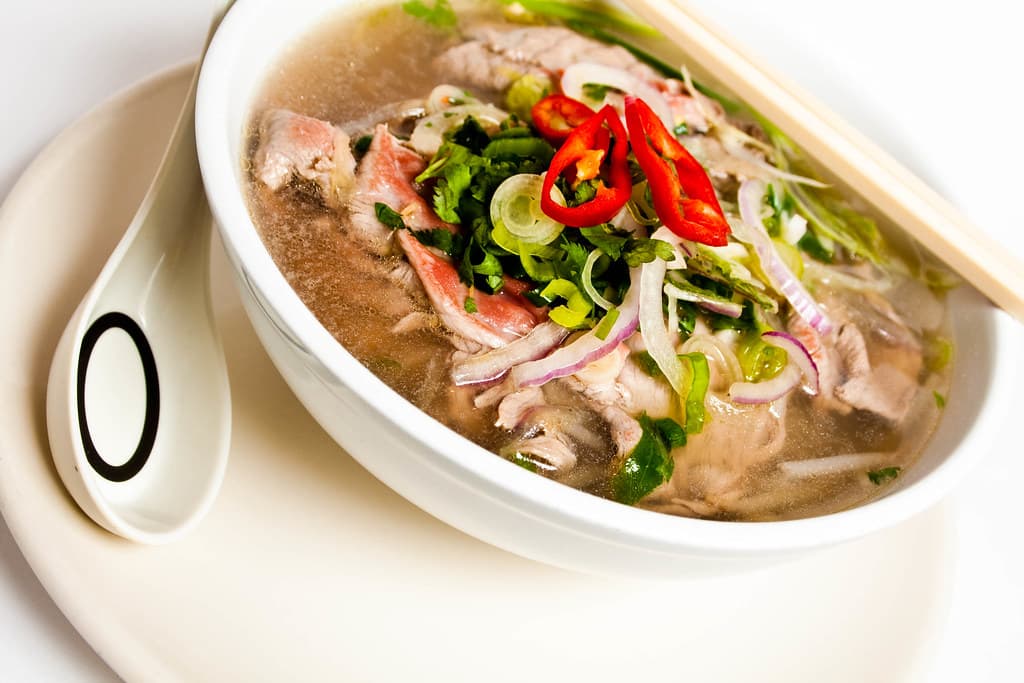 Pho prepared as a finished dish