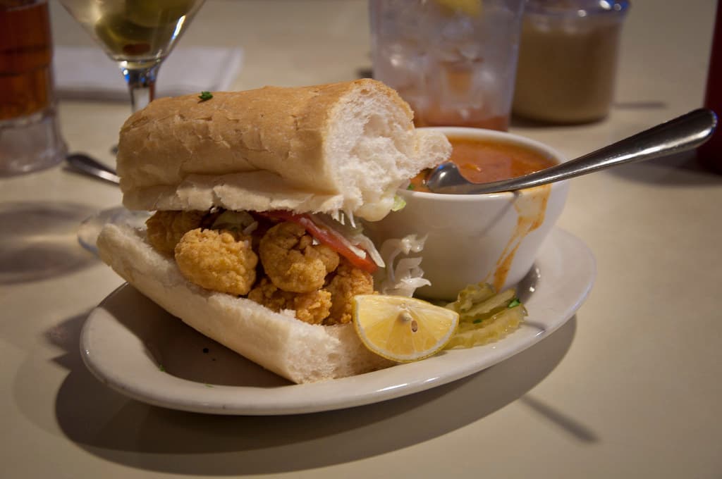 Po' Boy prepared as a finished dish
