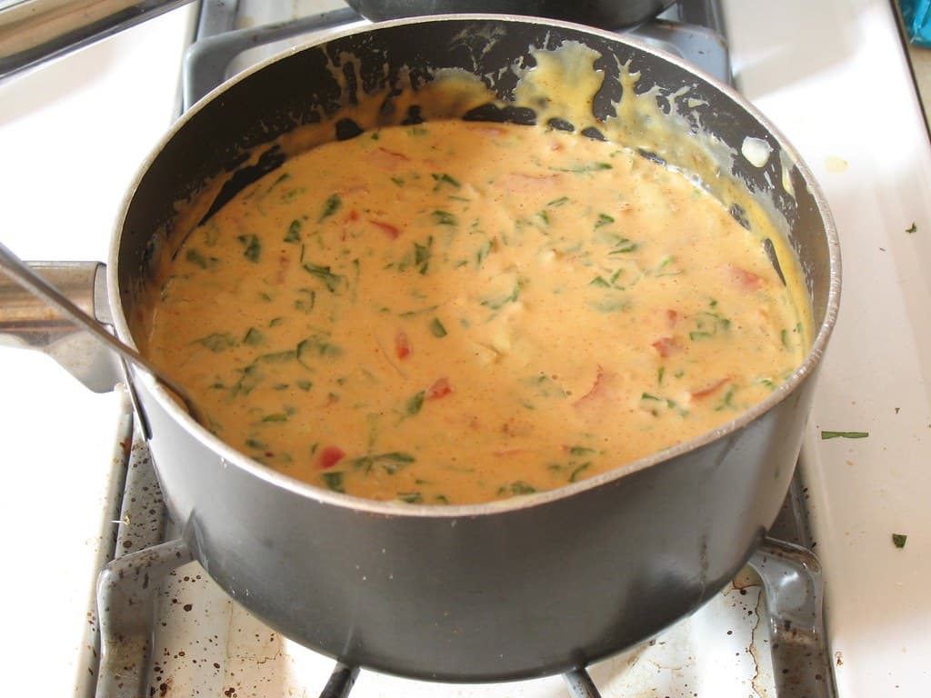 Queso prepared as a finished dish